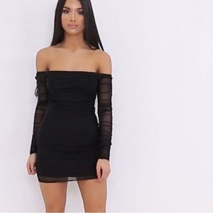 PrettyLittleThing Mesh Black Dress